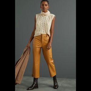 Faux Leather Cropped Wide-Leg Pants